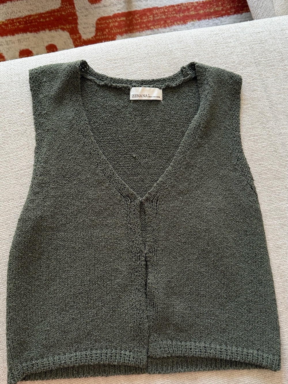 ZENANA Olive V-Neck Knit Vest